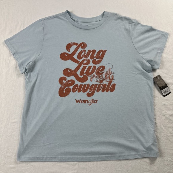 Wrangler Tops - NEW WITH TAGS Wrangler Women's T-Shirt "Long Live Cowgirls" Blue Size XL